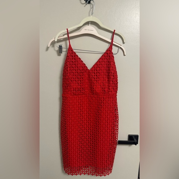NWT Lulus Red Crochet Dress size Large - Picture 2 of 6